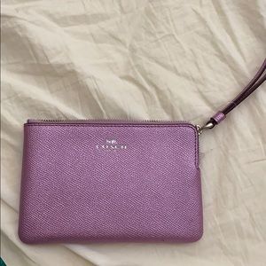 Pink metallic Coach Wristlet Wallet
